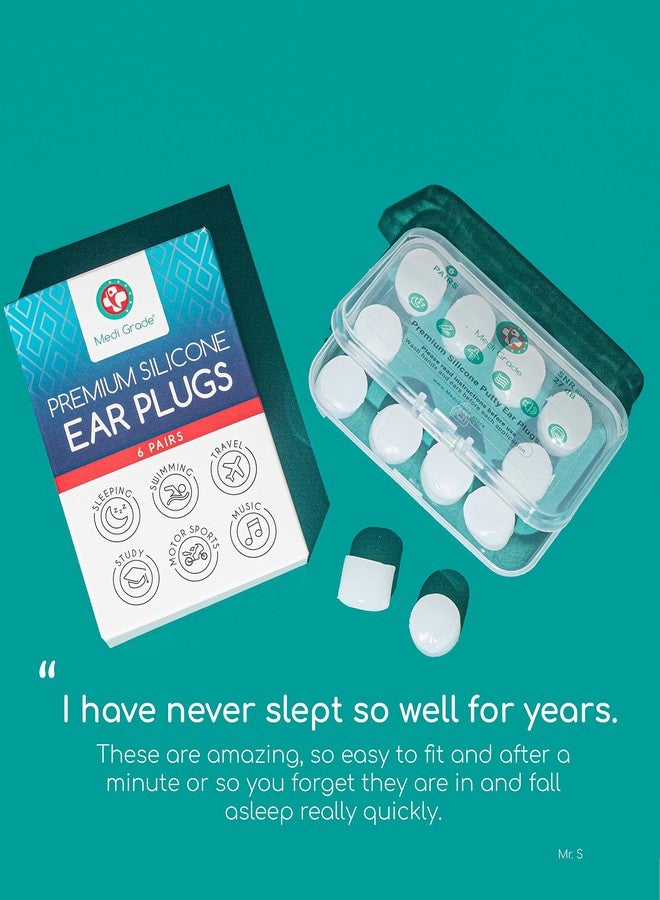 Medi Grade Silicone Ear Plugs for Sleeping, 6 Pairs - Custom Fit Soft Silicone Ear Plugs That Block Out Snoring 27dB – Noise Reduction Reusable Earbuds - Plugs Noise Cancelling - Image 5